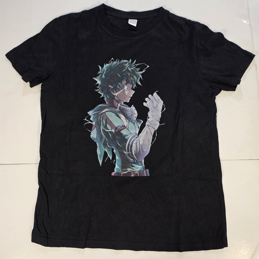 My Hero Academia Deku Izuku Midoriya Upside Down Graphic T-Shirt Black Medium
